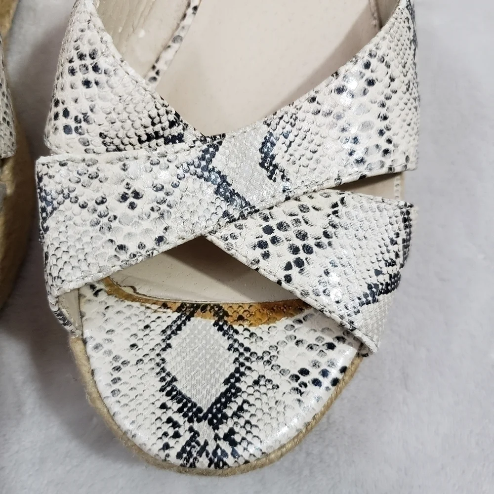 Kelsi Dagger Bianca Snakeskin Criss Cross Espadrille Wedge Sandal Size 8.5